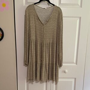 Green pattern Long Sleeve Dress